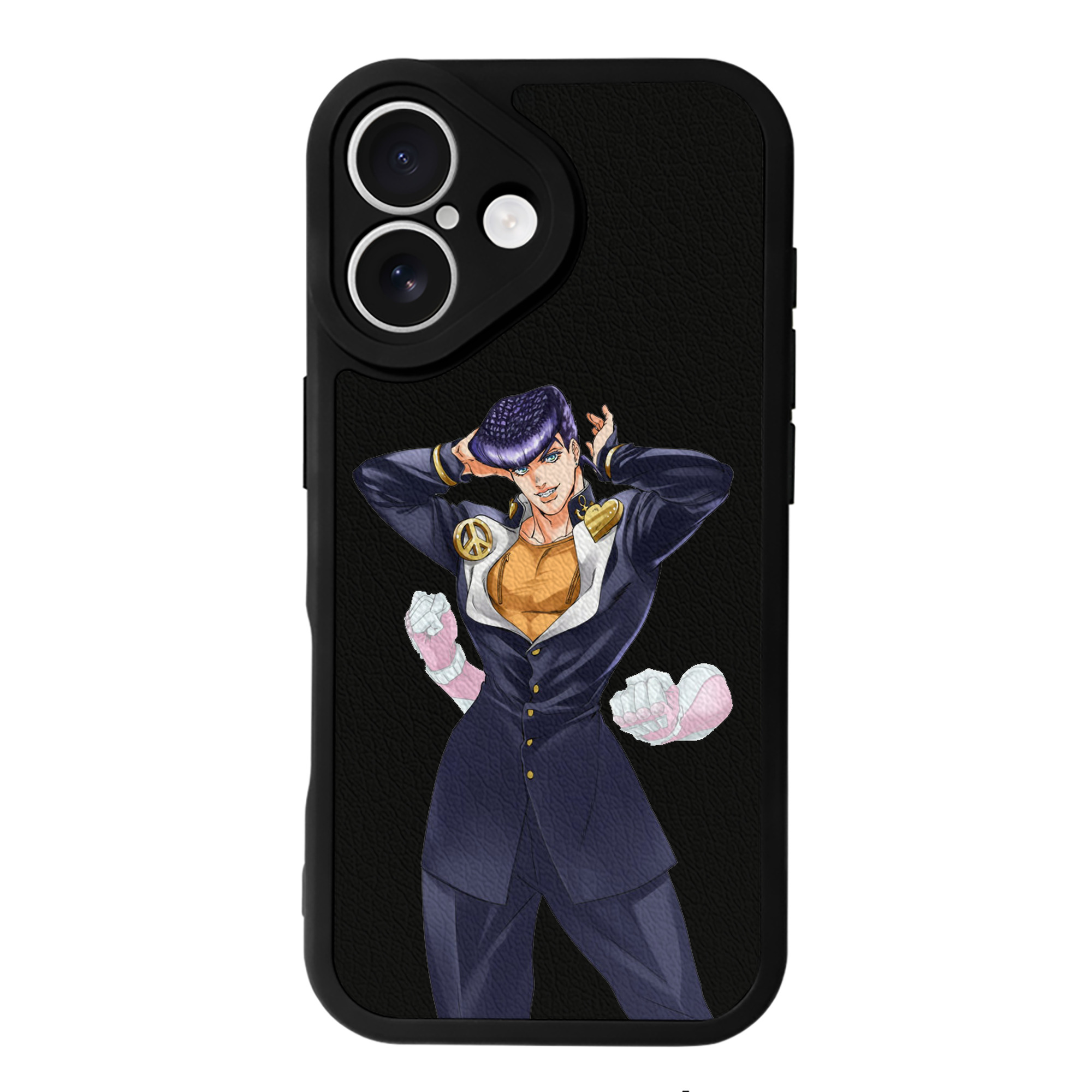 （画像用） ジョジョの奇妙な冒険 ひがしかた じょうすけ JoJo's Bizarre Adventure Higashikata Josuke 【iPhone 16シリーズ対応】シリコンスマホケース（レザー調） 材質：シリコン